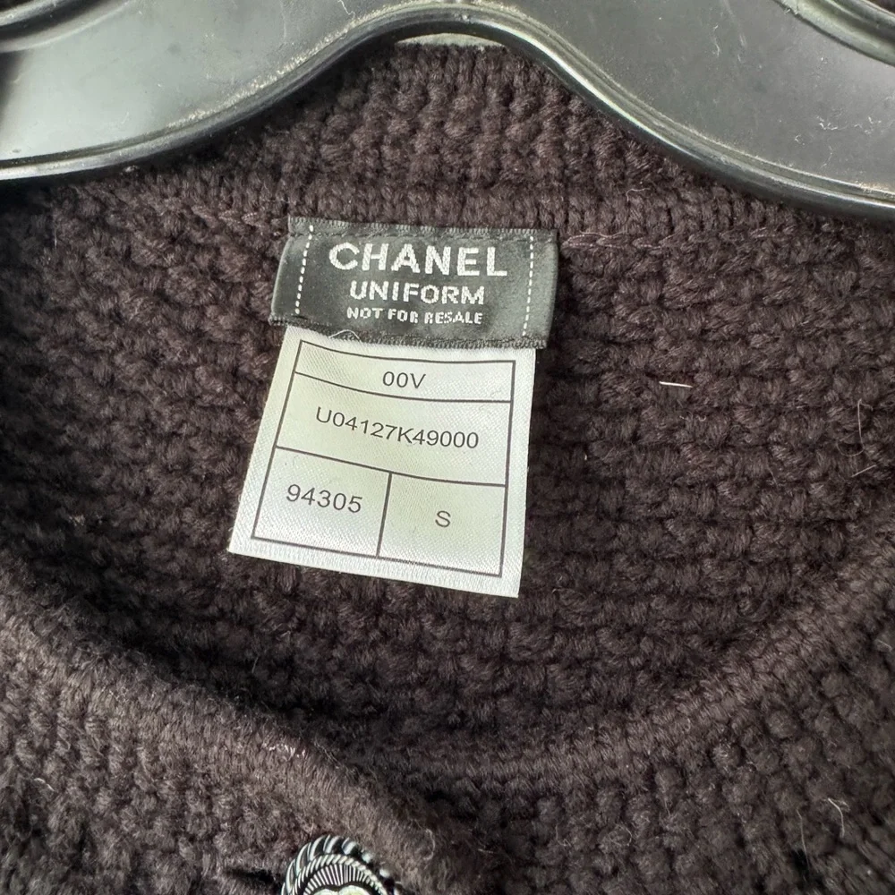 CHANEL Uniform Wool Black Textured Cardigan Sweater
